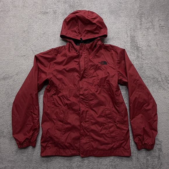 The North Face Jacket Boys Medium 10-12 Red Hooded Rain Windbreaker Mesh Lined - Picture 1 of 10